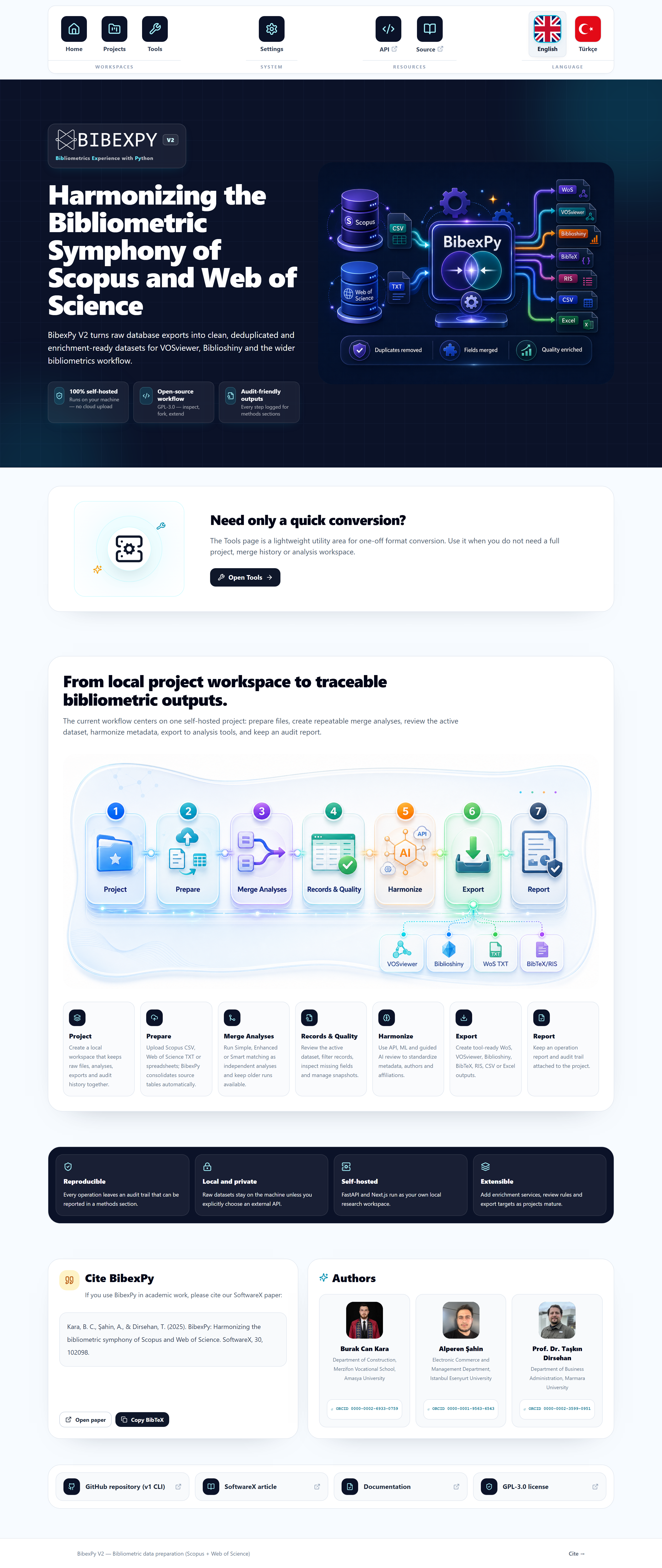 BibexPy home screen